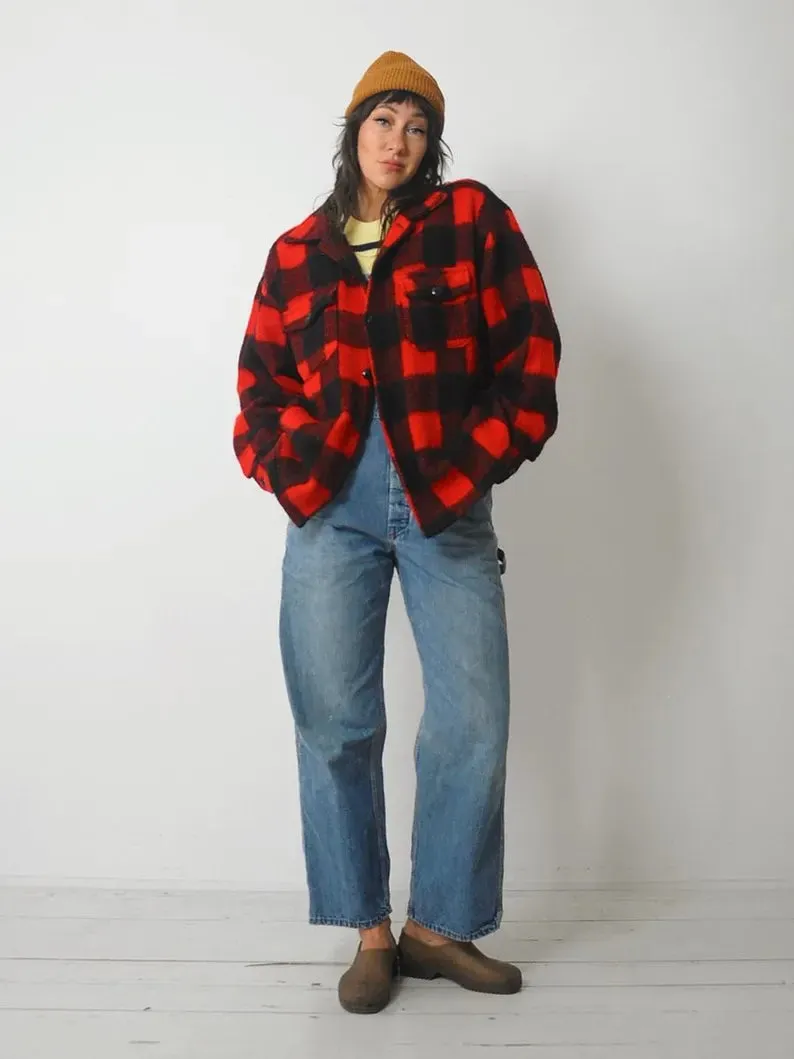 1960's Hudson Bay Plaid Wool Shacket
