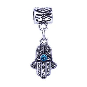 1Pc Fashion European Silver Blue Rhinestone Palm Charms Pendant