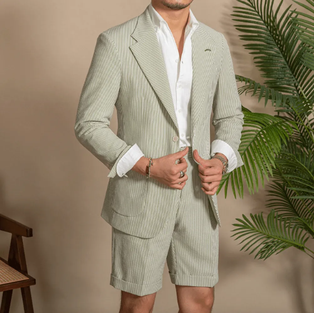 2024 New Summer Notch Lapel Fashion Men's Suits (Blazer Pants)