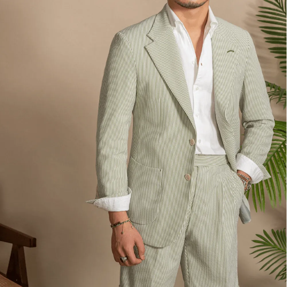 2024 New Summer Notch Lapel Fashion Men's Suits (Blazer Pants)