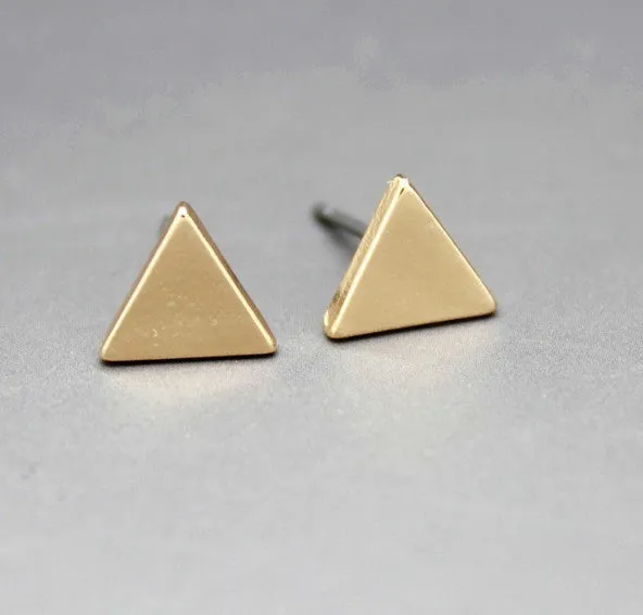 3 Color Western Triangle round flash stud earrings for women