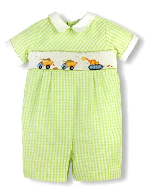 90079-Smocked Construction Baby Boy Romper