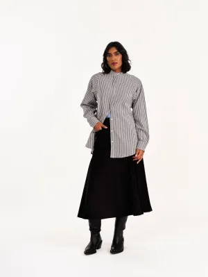 Adore Button-Up Shirt in Black Stripe