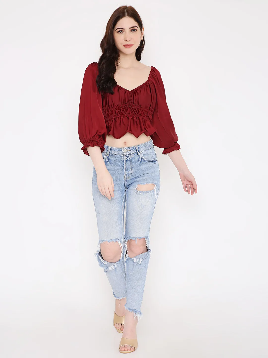 Aloha Satin Shirred Blouse
