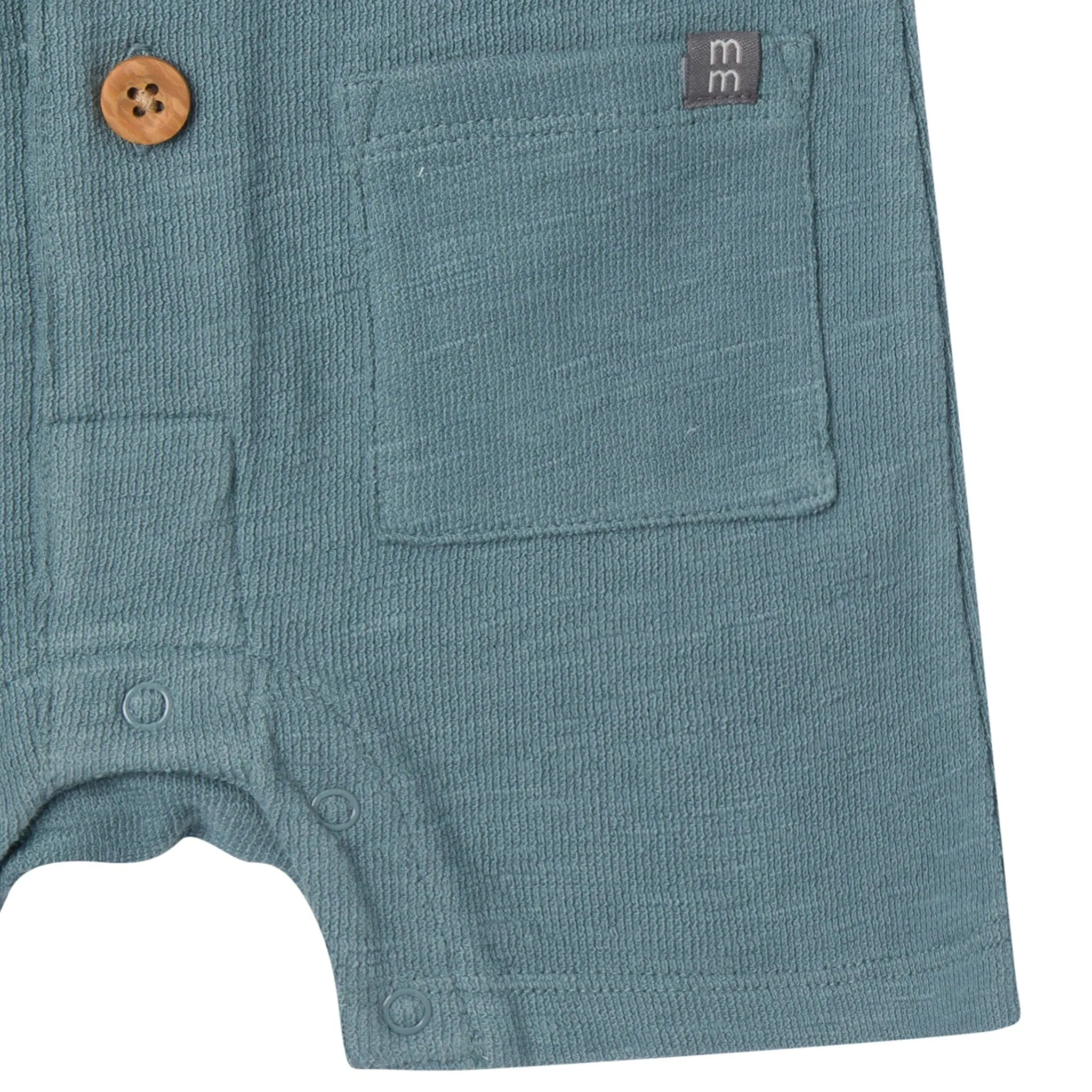 Baby Boys Dark Teal Collared Short Sleeve Romper