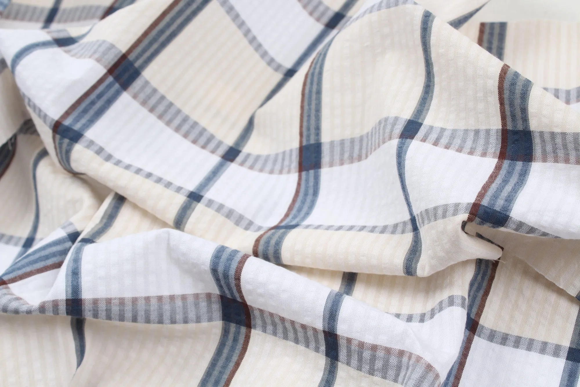 BCI Cotton Seersucker Checks - 3 colors available