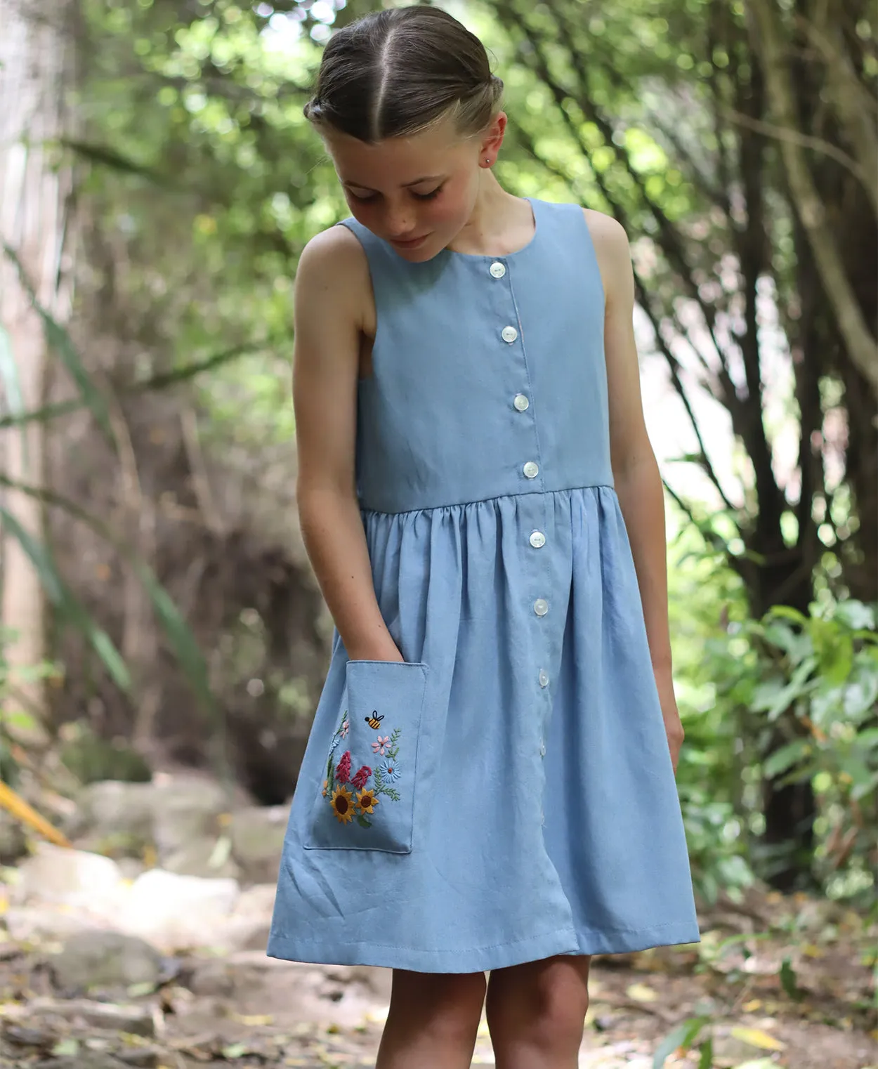 Below the Kōwhai Baby/Child/Teen Rimu Dress