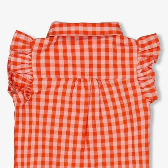 BERRY NICE Organic Cotton Woven Seersucker Checkered Blouse