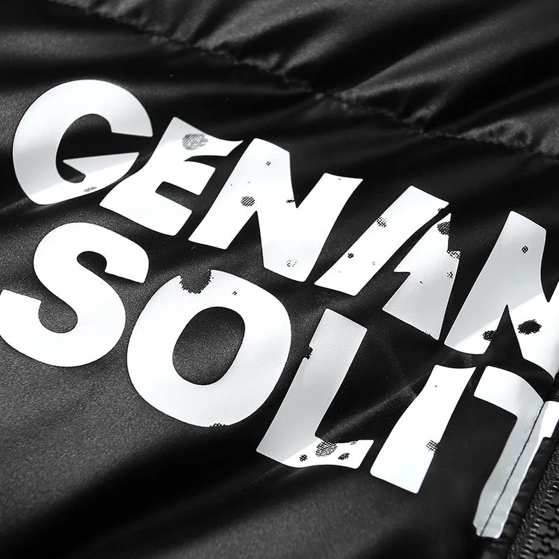 Black Logo Print Waterproof Padded Coat