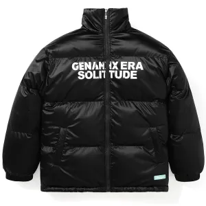 Black Logo Print Waterproof Padded Coat