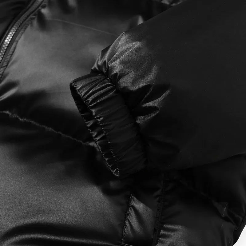 Black Logo Print Waterproof Padded Coat