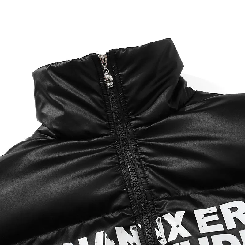 Black Logo Print Waterproof Padded Coat