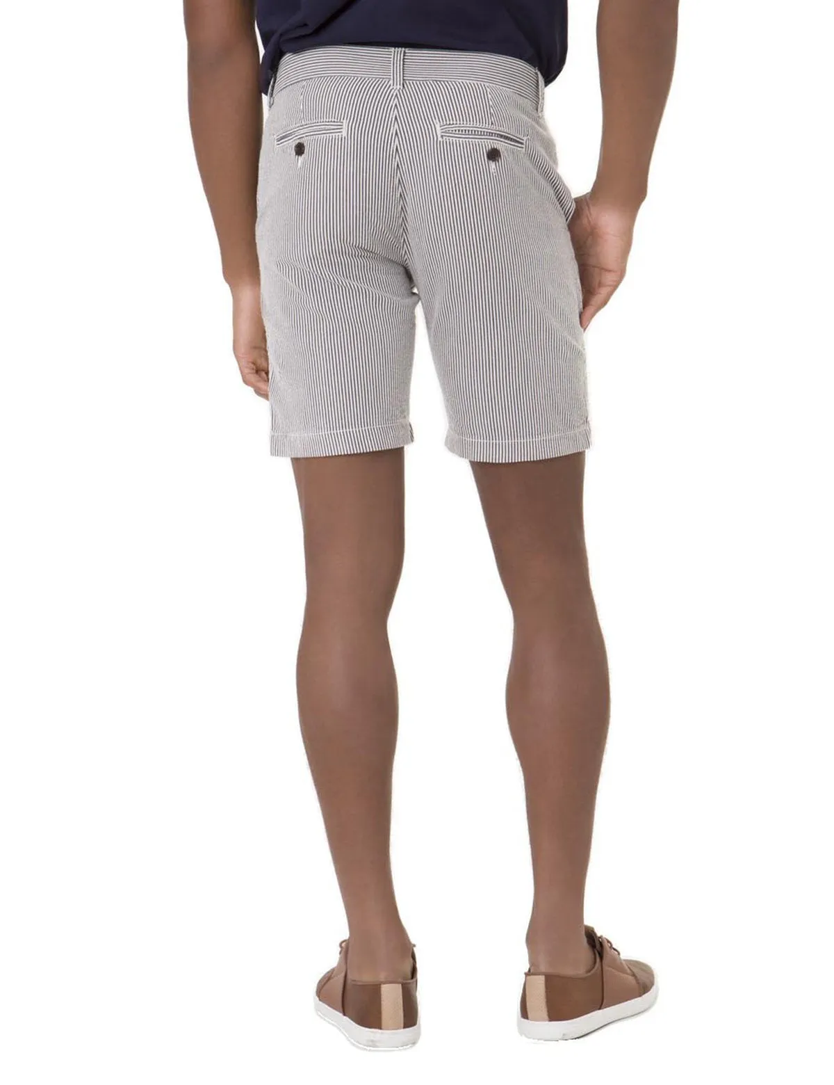Black Mallet Seersucker STRIPE Slim Fit Shorts