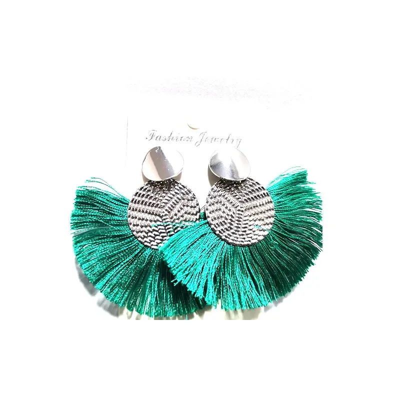 Bohemian Tassel Dangle White Fringe Drop Earrings Wedding Statement Earring