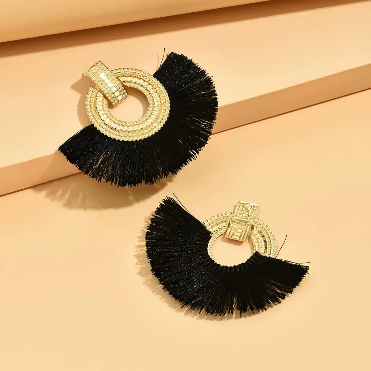 Bohemian Tassel Dangle White Fringe Drop Earrings Wedding Statement Earring