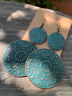 Bohemian Turquoise Blue Statement Earrings