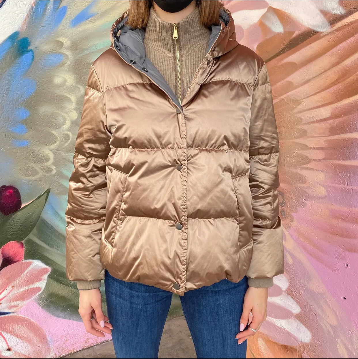 Brunello Cucinelli Brown Satin Down Puffer Jacket - IT40 (4)