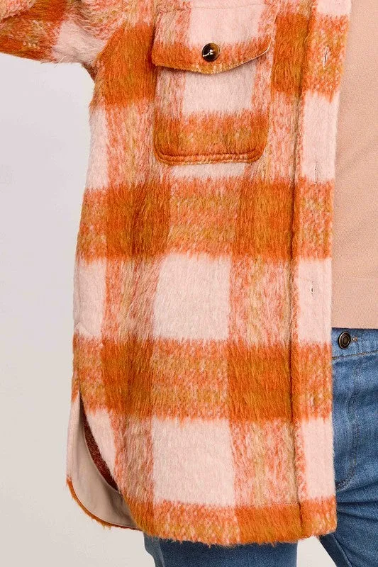 Brushed Mohair Button Front Jacket Carrot