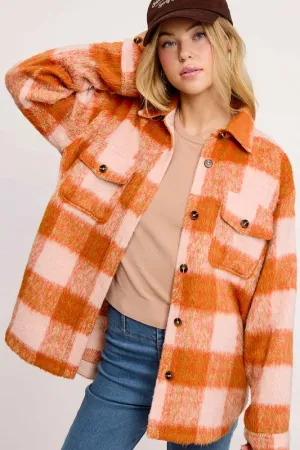 Brushed Mohair Button Front Jacket Carrot