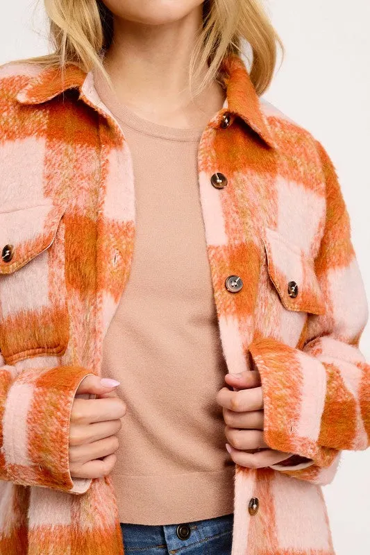 Brushed Mohair Button Front Jacket Carrot