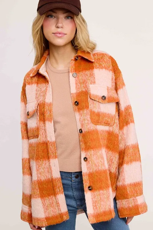 Brushed Mohair Button Front Jacket Carrot