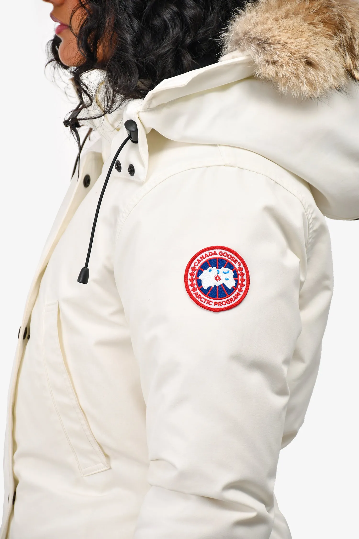 Canada Goose White Shelburne Fur Hooded Parka Down Coat Size S