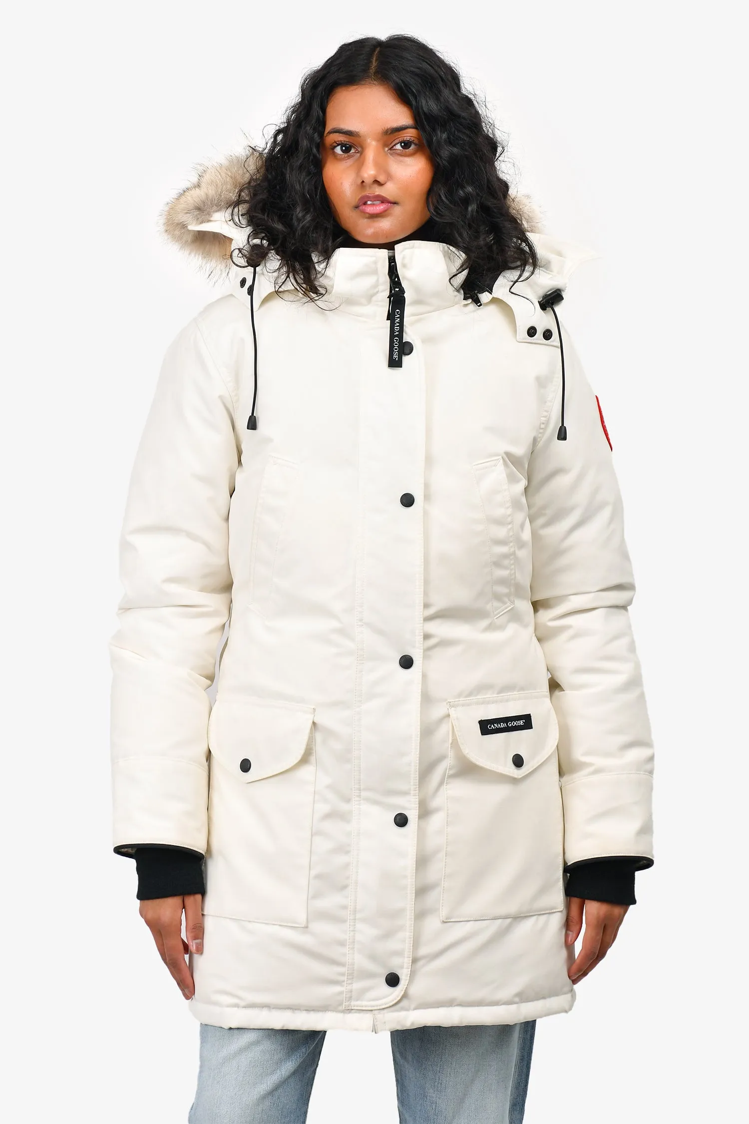Canada Goose White Shelburne Fur Hooded Parka Down Coat Size S