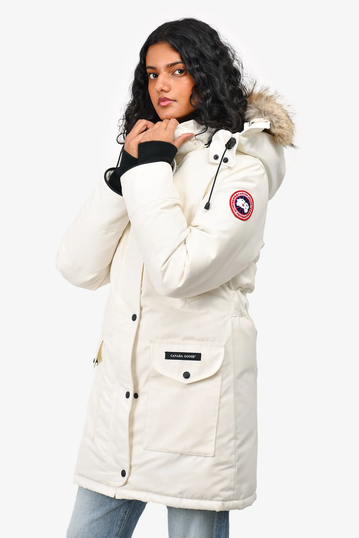 Canada Goose White Shelburne Fur Hooded Parka Down Coat Size S