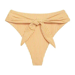 Canary Stripe Paula Tie-Up Bikini Bottom