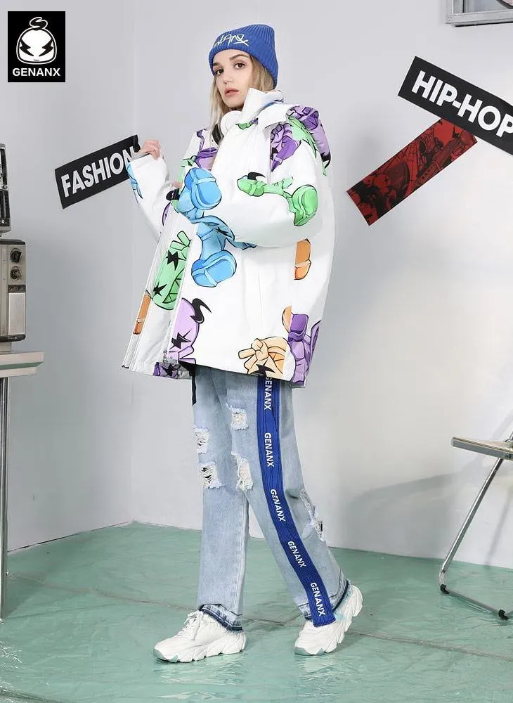 Cartoon Drop-Shoulder Sleeve Loose Padded Coat