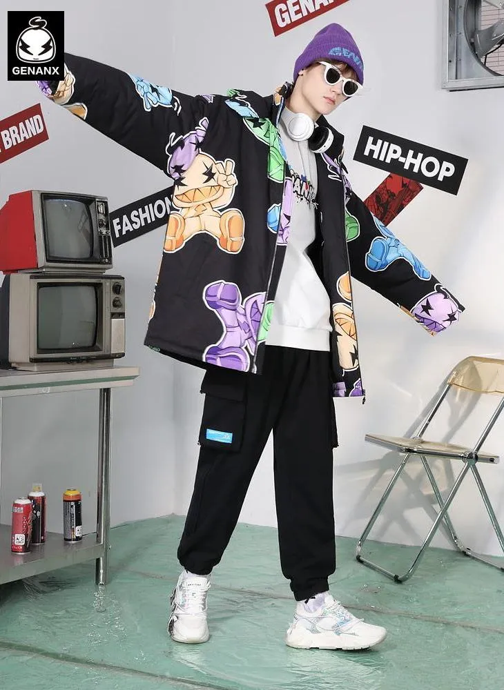 Cartoon Drop-Shoulder Sleeve Loose Padded Coat
