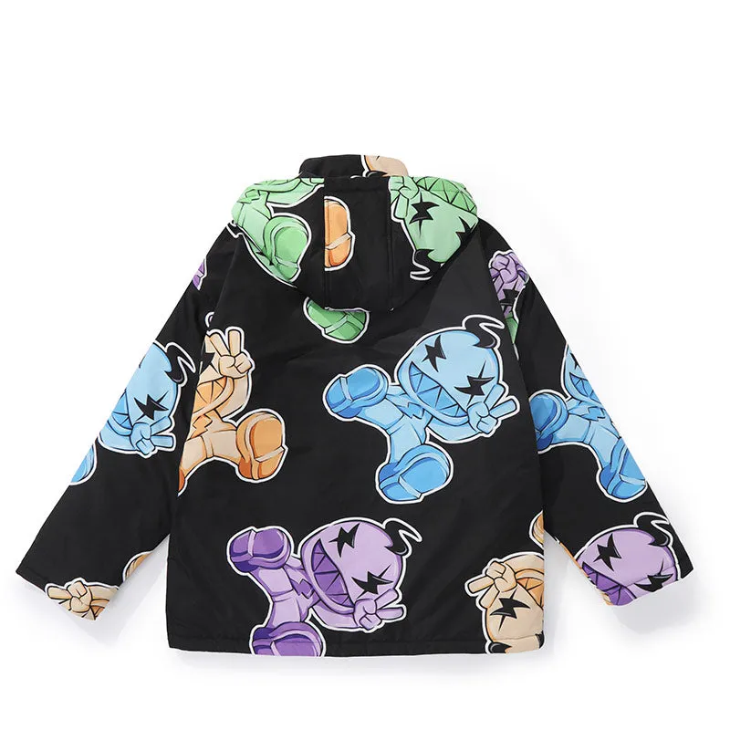 Cartoon Drop-Shoulder Sleeve Loose Padded Coat