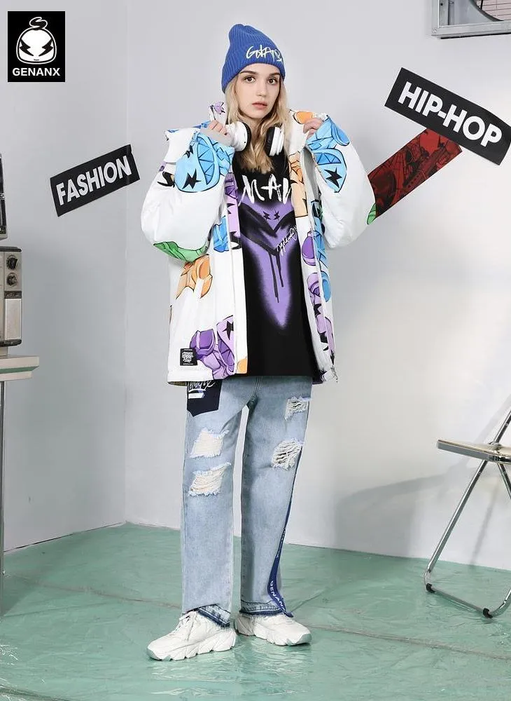 Cartoon Drop-Shoulder Sleeve Loose Padded Coat