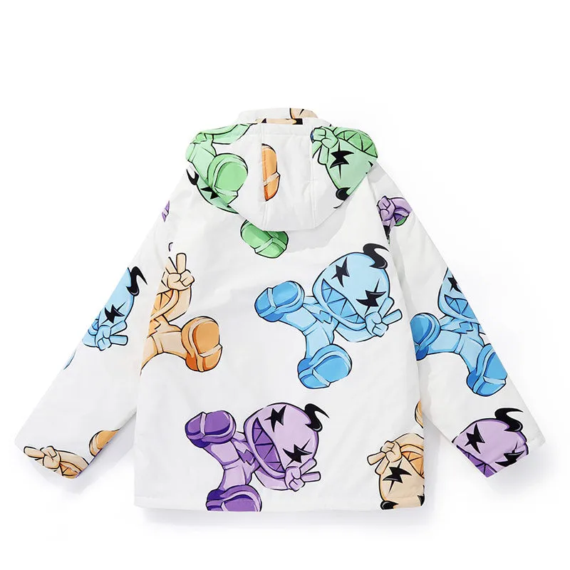 Cartoon Drop-Shoulder Sleeve Loose Padded Coat