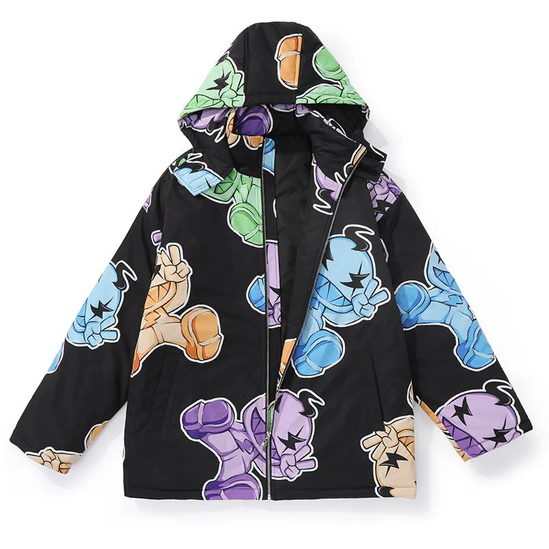 Cartoon Drop-Shoulder Sleeve Loose Padded Coat