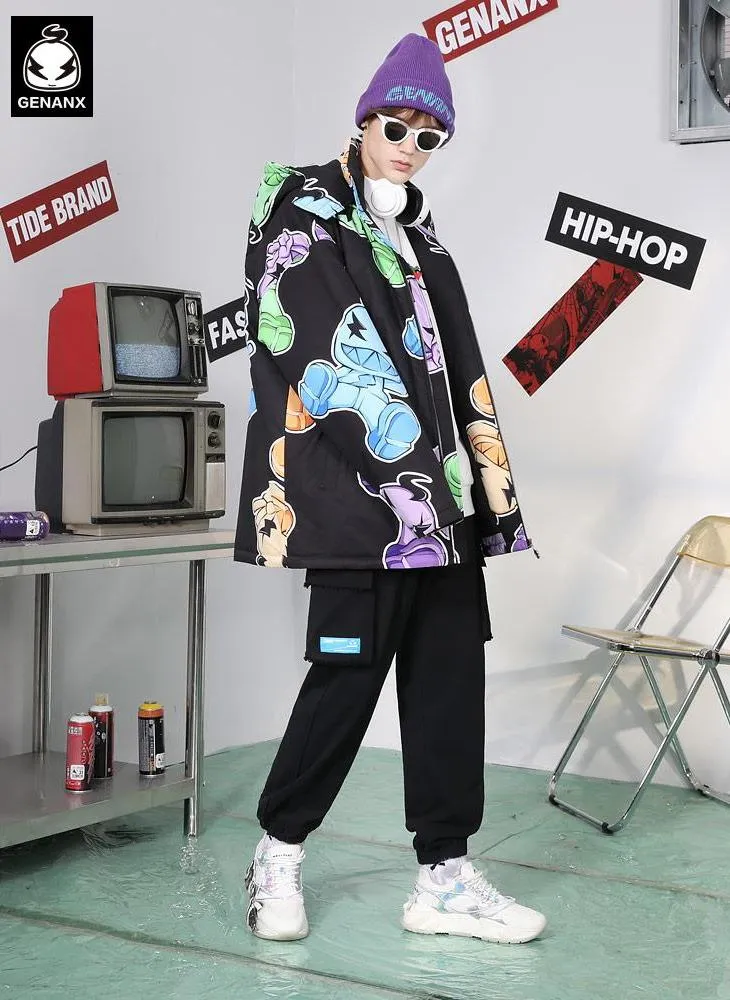 Cartoon Drop-Shoulder Sleeve Loose Padded Coat