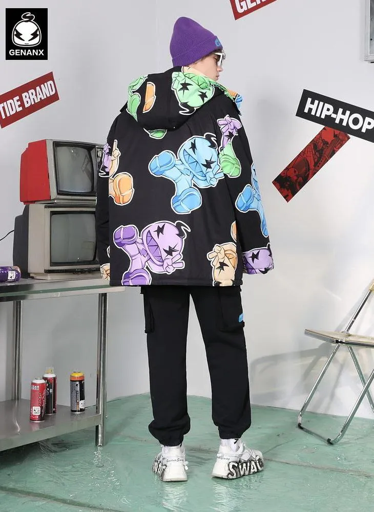 Cartoon Drop-Shoulder Sleeve Loose Padded Coat