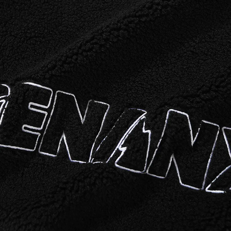 Checkerboard Embroidery Label Fleece Padded Coat