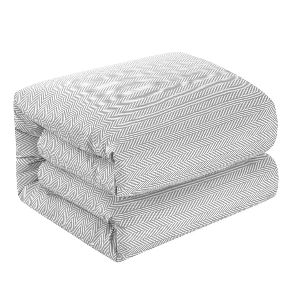 Chic Home Laurel Duvet Cover Set Graphic Herringbone Pattern Print Design Bedding - Pillow Sham Included - 2 Piece - Twin 68x90", Grey