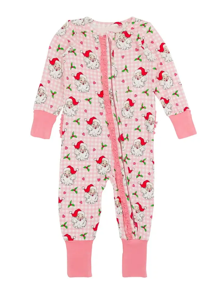 Christmas santa flowers sibling LR1833 boy romper 202408 preorder