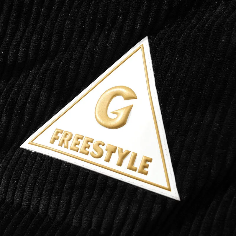 Color Block Label Corduroy Padded Coat