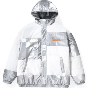 Color Block Spliced Print Padded Coat