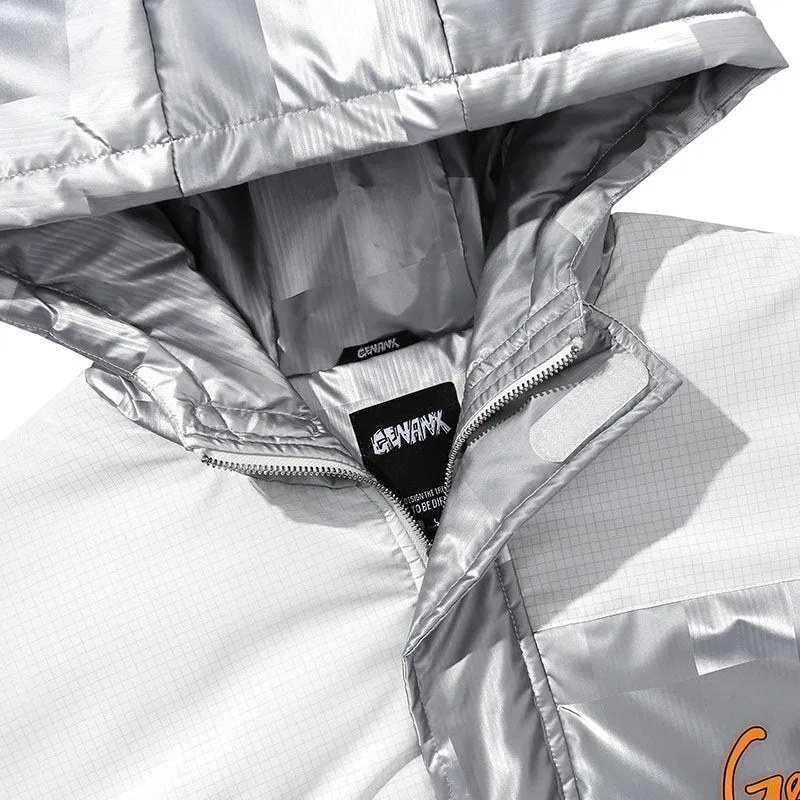Color Block Spliced Print Padded Coat