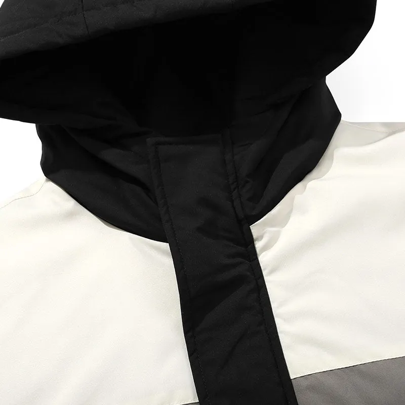 Contrast Color Hooded Padded Coat