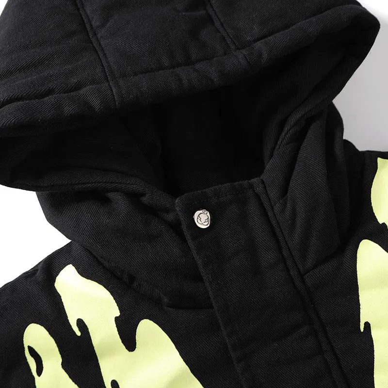 Contrast Color Spliced Waist Rope Padded Coat