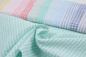 Cotton Stretch Seersucker - Stripes - 7 Colors Available