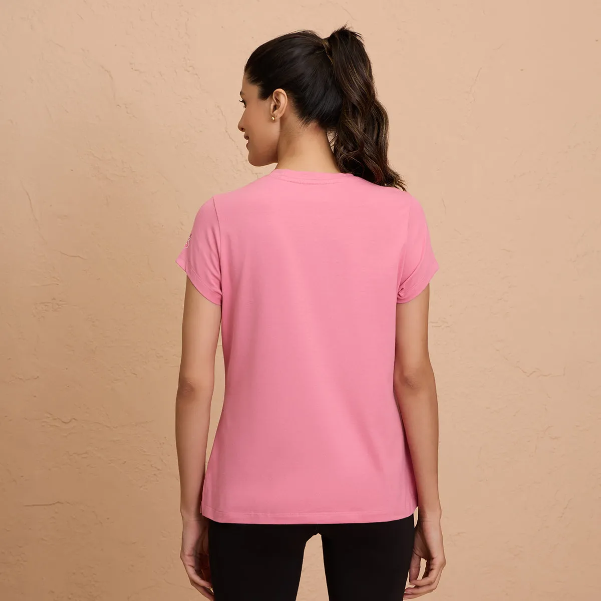 Cotton Stretch T-Shirt-Super Comfy & Flattering-NYLE216-Pink