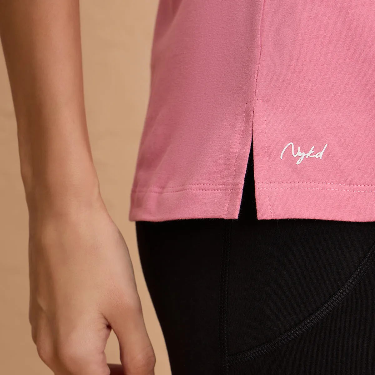Cotton Stretch T-Shirt-Super Comfy & Flattering-NYLE216-Pink