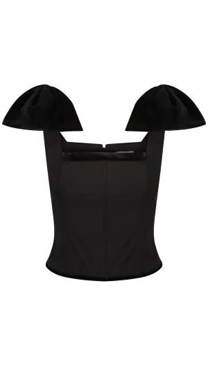 Crescent Black Corseted Top