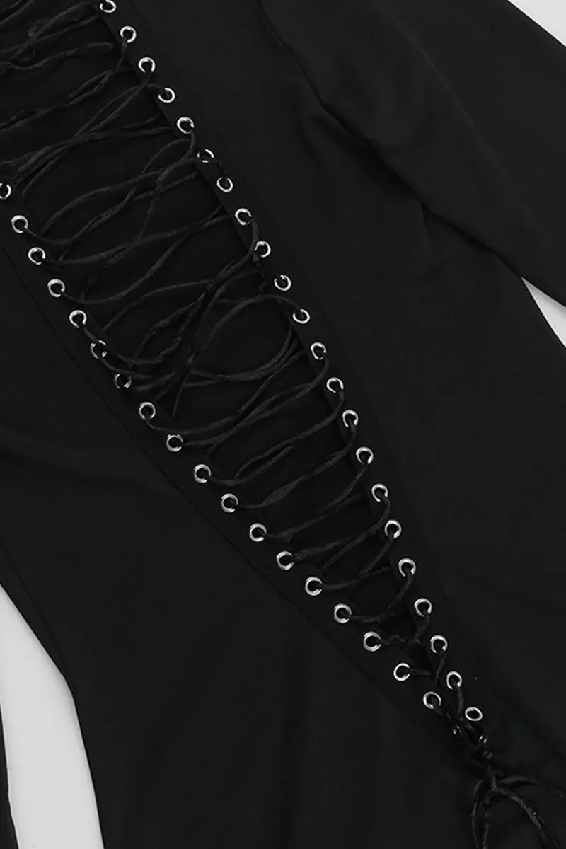 Cross Bandage Front Hollow Bodycon Mini dress